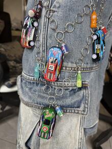 1pc Colorful Cyberpunk Racing Car Charm Dual-Layer Pants Chain, Punk Retro Y2K Streetwear Accessory (Random Color Beverage Bottle Style), Unisex - Multicolor - View 3