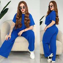 ¡Comodidad y estilo en un solo conjunto! Dale un upgrade a tu outfit con nuestro conjunto de 2 piezas: blusa con resorte + pantalón súper cómodo. Disponible en varios colores, unitalla y XL. ✨ - azul real - Ver 2