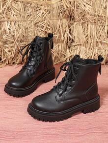 2025 Nya Höst/Vinterskor, Tjocka Stora Skor, Skor För Skolor, Moderiktiga Mångsidiga Vardagsskor, Skor Med Sidodragkedja, Skor För Tonårssko, Skolkängor, Vardagliga Ankelstövlar - Svart - Visa 6