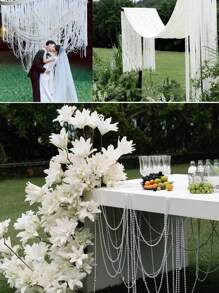 2m/78in, 10m/393in Faux Pearl Beaded Garland Chain, DIY Wedding Decor Curtain, Round Pearls Do Not Break When Cut