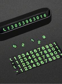 1pc Illuminated Temporary Parking Phone Number Plate, Plastic Material, Hidden Mobile License Plate Interior Car Accessory, For Car Decoration