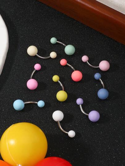 10-Farben gemischter Acryl & Edelstahl Barbell Typ Nagelring mit hypoallergener, modischer Gestaltung und seidig-glatter Textur, ideal für Frauen zum Tragen im Alltag, bei Hochzeiten, Muttertag usw.