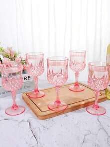 1个钻石图案高档塑料杯，可重复使用塑料高脚杯，白红杯，白酒杯，香槟杯，开水杯，可用于婚礼，晚宴，朋友聚餐，节日聚会，日常娱乐聚会等 - 彩色 - 查看 2