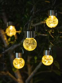 Solar Lights Outdoor Waterproof ,3pcs Solar Hanging Lights Garden Decor,Gifts For Women Mom Grandma,Solar Outdoor Lights Lantern Cracked Glass For Yard, Fence, Tree,Christmas Decorations(Warm White)