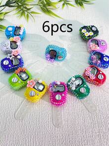 12个装全新手指计数器，4层激光钻石花朵计数器，全覆盖花朵计数器，计数和装饰二合一功能 - 彩色 - 查看 14