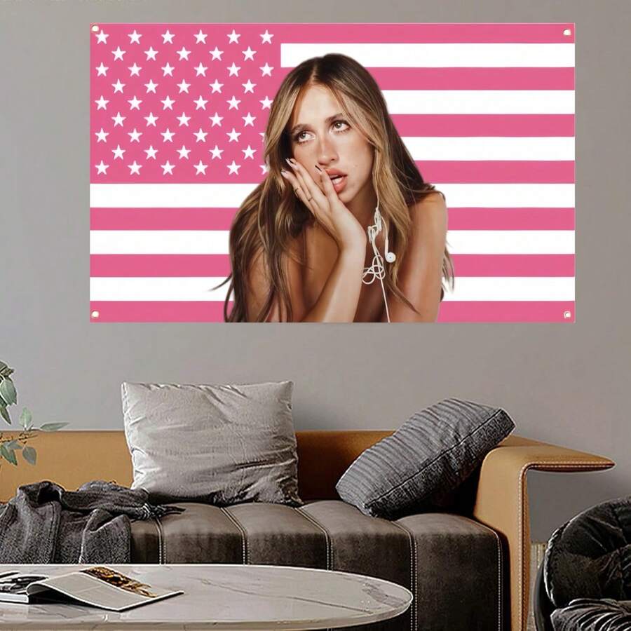 Tate McRae Flag Tapestry Polyester 90g Printed Wall Hanging For College Dorm, Bedroom, Living Room, Home Decor, Beautiful Art Tapestry, Ideal Holiday Gift - Multicolor - View 1