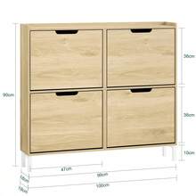 SoBuy 4 Flip-Drawers Shoe Cabinet Shoe Rack Shoe Storage Cupboard Organizer Unit Light Orange W100 X D19 X H90cm FSR100-RS - Brown - View 3