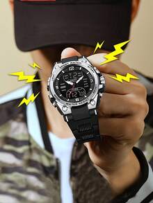 1pc Multifunctional Waterproof Sports Electronic Watch With Dual Display, Suitable For Daily Wear, Great Gift Option - one-size - View 4