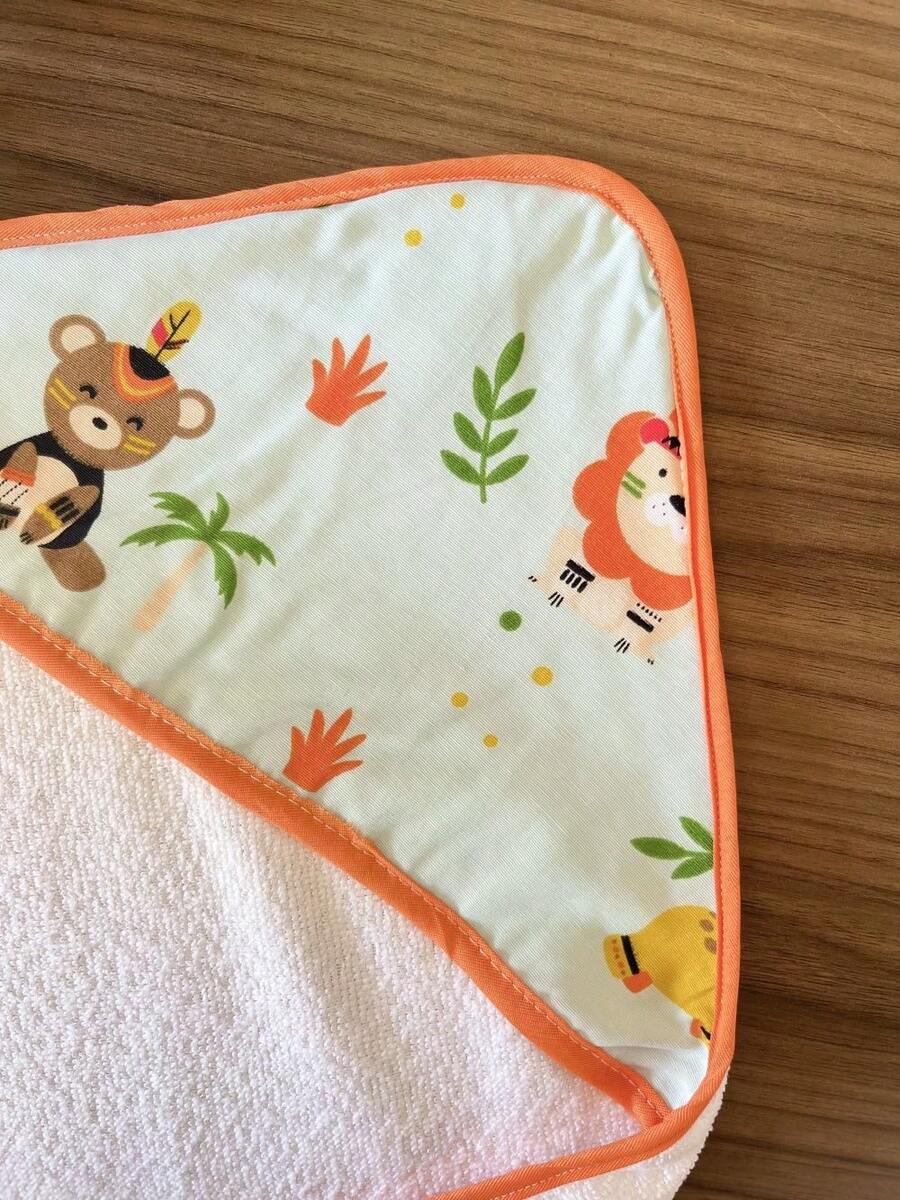 Hooded Polyester Baby Bath Towel Without Lining - Orange - View 1
