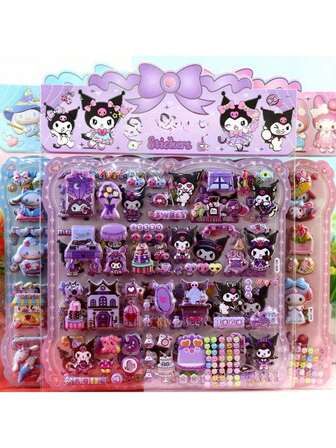  Pegatinas tridimensionales grandes de doble capa con diseños de los personajes de Kuromi y Melody de Sanrio