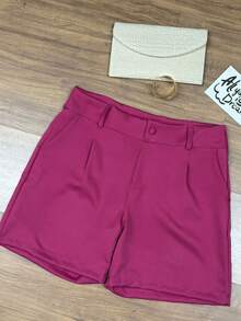Shorts Feminino Alfaiataria Formal e Elegante  com Zíper lateral - Pink - Visão 1
