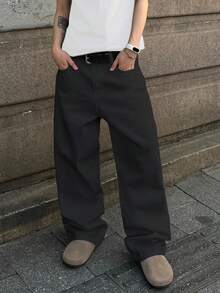 1 chiếc quần jeans nam ống đứng Infinite Jeans, thương hiệu chất lượng cao, thoải mái, thích hợp cho các hoạt động ngoài trời (Không bao gồm thắt lưng và phụ kiện) - màu đen - Xem 2