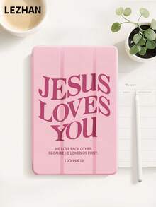 Funda protectora para tableta con el lema "Jesús te ama", compatible con Apple 10.2 pulgadas, Pro 11 2021/2020/10a generación, Mini 4/5/6, Galaxy Tab A8 10.5 pulgadas 2022, Matepad 10.4/Tab, con ranura para lápiz, anti-caída, cubierta protectora con soporte para tableta - Multicolor - Ver 3