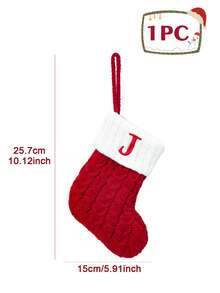 1Pc Knitted Letter Christmas Socks, Christmas Alphabet Knit Stockings, Mini Christmas Socks With Embroidered Letters, Merry Christmas Decorative Socks, Xmas Decor, Christmas Decorations For Home, Christmas Ornaments, Christmas Tree Decorations, Christmas Theme Dress Up Home Decor Christmas Decorations Room Decor Winter Christmas Decorations Home Christmas Gifts