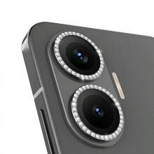 1 Set Of Super Protection 9D Silver Diamond Lens Protector With Ring Cover, Anti-Scratch Tempered Glass Camera Protection, Camera Protection, Wear-Resistant, Not Easy To Fall Off Diamonds, High Clarity And Transparency
