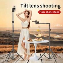 Bộ giá đỡ điện thoại ba chân có thể điều chỉnh, thích hợp chụp ảnh từ sàn đến trần nhà, với tay đỡ có thể kéo dài để phát trực tiếp, quay phim, nấu ăn, vẽ tranh và chụp ảnh thực phẩm. Thích hợp cho kỳ nghỉ hè, du lịch, hoạt động ngoài trời, phát trực tiếp, quay phim ổn định, gậy selfie, thiết bị vlog, với khả năng chịu tải mạnh mẽ. - màu đen - Xem 1