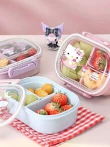1pc 580ml Sanrio Hello Kittys Bento Lunch Box Set - Leak-Proof Microwave- 3 Compartment Lunchbox With Lid, Cute Pink Detachable Containers, Snack Bowls, Refrigerator Storage