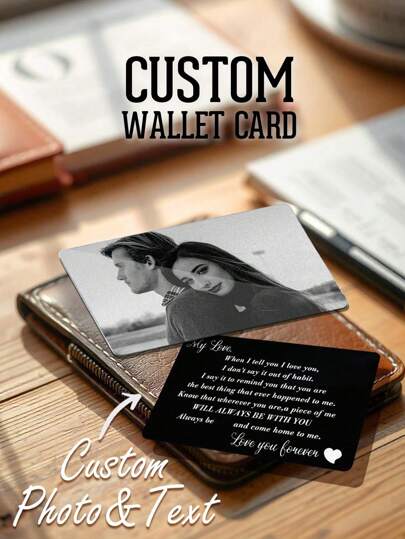 1pc Custom Photo Wallet Card, Personalized Photo Wallet Insert Card, Custom Couple Photo Wallet Card, Personalized Engraved Wallet Card With Picture, Personalised Photo Wallet Purse Card, Pets, Grandparents, Girlfriend For Christmas, For Winter, For Fall/Autumn, For Holiday, For Weddings Treasure Finds, Winter Fashion, Christmas Gift, Christmas Decorations, Personalized Christmas Ornaments, Personalized Gifts For Women/Men, Personalized/Customized Keychain, Christmas Accessories,Practical Gift