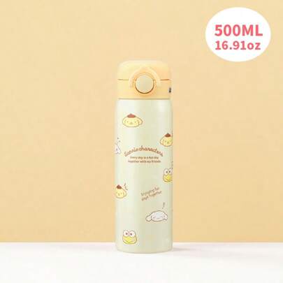 Miniso 1个三丽鸥316不锈钢魔术翻盖真空保温水瓶，500毫升/16.91盎司大容量，翻盖设计，持久保温，适合日常使用