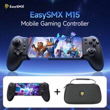 EasySMX M15 手机游戏控制器，兼容安卓/iOS系统，具备6级震动反馈、高级机械按键、霍尔效应摇杆和霍尔效应扳机，可编程，适用于[游戏名称]等游戏。 - 黑色 - 查看 2
