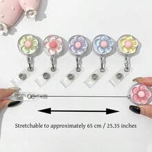 1/2/7 chiếc Giá đỡ huy hiệu hoa 5 cánh có thể thu vào, Kẹp thẻ ID hình hoa nhựa dễ thương có thể mở rộng, Giá đỡ thẻ y tá, Dây đeo cho bác sĩ, y tá, sinh viên, bé gái, Cuộn dây đeo huy hiệu ID công việc - Nhiều màu - Xem 3