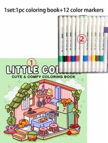 1本《小角落可可》涂色书，适合成人和儿童，大胆而简约，极简主义大尺寸设计，放松涂色书【手绘必备】，无需描摹，缓解压力，涂鸦艺术