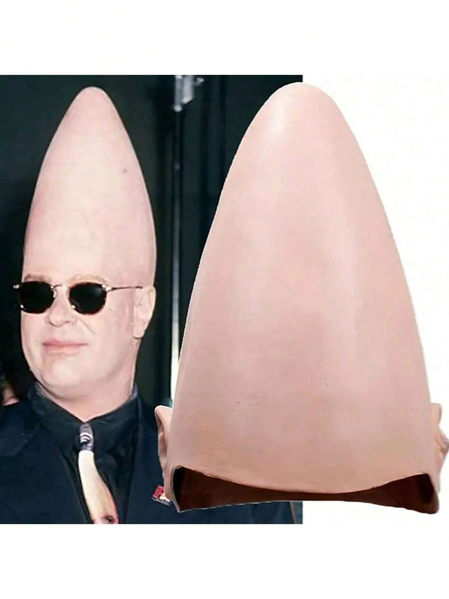 1 件外星人锥形头乳胶面具 - 裸色、光滑、尖头骷髅帽，适用于角色扮演、万圣节和派对道具、配饰 | 俏皮设计 | 耐用乳胶，万圣节服装配饰 - 彩色 - 查看 1