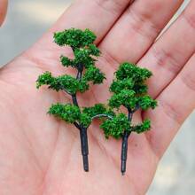 5pcs 4-12cm Mini Green Artificial Trees, Suitable For DIY Model Making/Railway Model Layout/Sandbox Landscape/3D Model