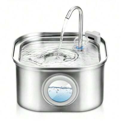 1pc Cat Water Fountain, 108.2oz Stainless Steel Cat Water Dispenser With Water Level Window, Automatic Ultra Quiet Pet Water