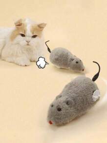 Wind-Up Spring Plush Toy, Realistic Fake Mouse Can Run, Random Colors Of Cats&Dogs Pets Toys