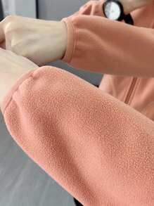 1件装 女士户外徒步登山330克加厚防风抓绒外套，冬季滑雪 - 珊瑚粉 - 查看 5