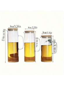 Cirelle 1 Stück Glaskrug, 1000/1200/1500ml gerades Glas Getränkebehälter, hochhitzefest aus Borosilikatglas, transparenter Haushaltsbehälter mit großer Kapazität und geradem Rohr, Holzdeckel, Sommer Fruchtgetränk Zitronen Infuser, gekühlter Wasserspender, für Neujahr, Thanksgiving, Weihnachtsfeier, Rama Komfort Zuhause, Familienessen, Partygebrauch, hochwertige Café-Ausstattung, Einweihungsgeschenk, Studentenwohnheim Grundausstattung - Weiss - Übersicht 4