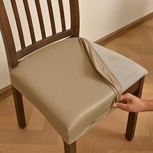 Stretch Dining Chair Seat Covers Soft Waterproof Solid Dining Chair Cover Home Decor - Yellow - View 5