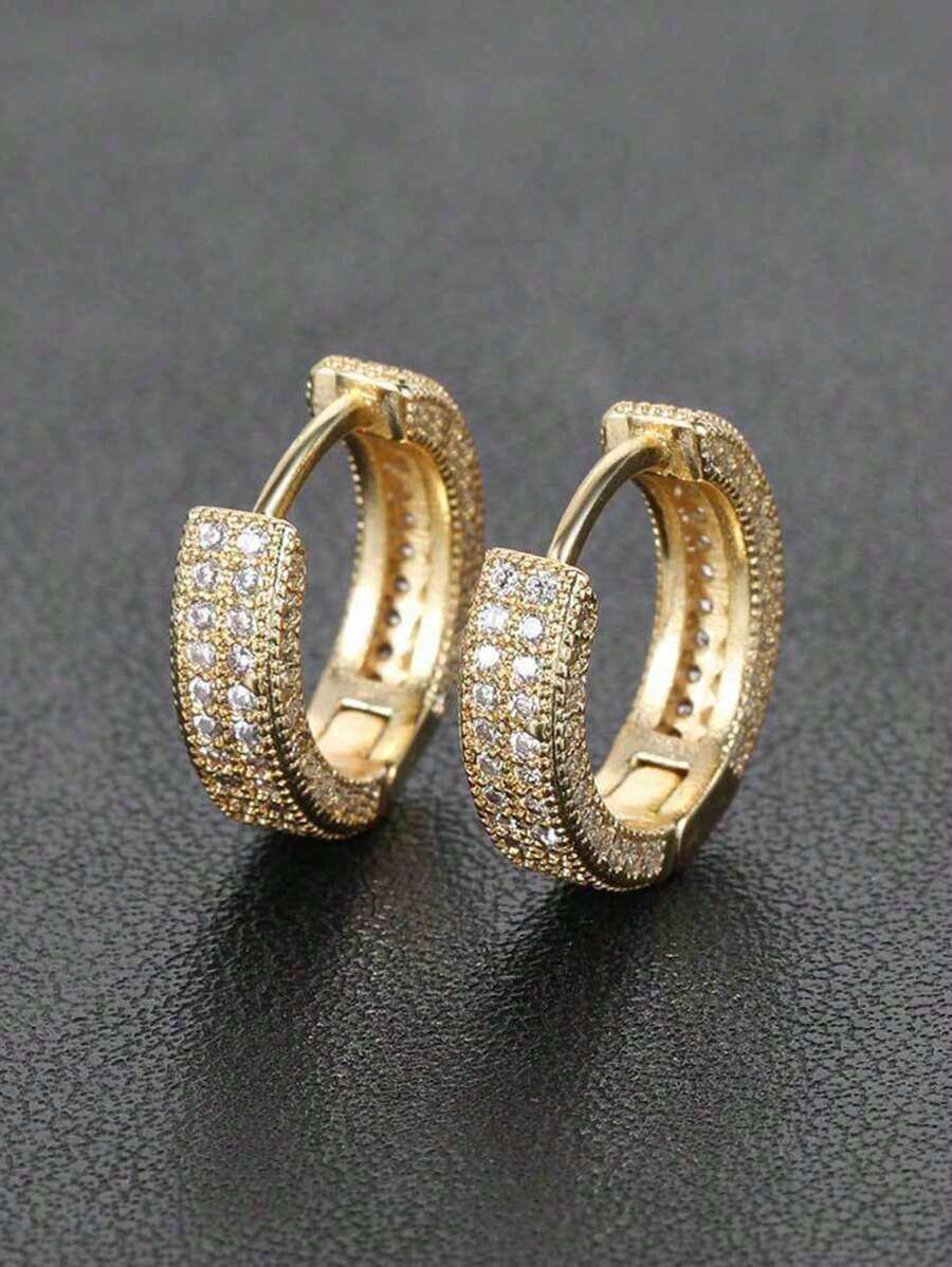2 Minimalist Full Geometric Copper Hoop Earrings, Unisex Versatile Accessory Party,, And Daily Outfit Random Delivery Leisure Timewedding - 隨機 - 查看 1