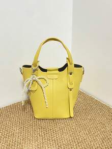 Mini Yellow Tote Bag For Women, Lightweight Handbag With Cosmetic Pouch, Suitable For Daily Commute To Carry Wallet, Phone And More - Yellow - View 4