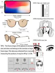 一副塑料金属圆形全框女士时尚眼镜，适合驾驶、露营、锐舞派对、街头摄影、热带海滩度假、家庭出游、户外活动、约会、时尚配饰 - 透茶框香檳片 - 查看 6