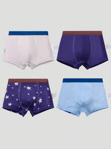 4 件装小男孩恐龙图案平角裤，儿童内裤短裤套装