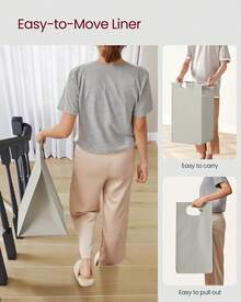 VASAGLE Laundry Hamper Organizer Laundry Basket Laundry Sorter With 2 Pull-Out And Removable Bags, Shelf, Metal Frame, 2 X 12.1 Gallons, 28.8 X 13 X 28.4 Inches, Cream White And Cloud White - 白色 - 查看 9