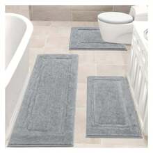 Juego de alfombras de baño de 3 piezas, tapetes de baño lavables antideslizantes, alfombra de ducha de microfibra suave y esponjosa con alfombra de piso para inodoro, gris - Como imagen 422 - Ver 2
