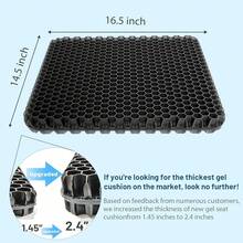 19.7" Gel Seat Cushion, Super Large & Thick Office Chair Cushion For Long Sitting - Back Hip Tailbone Pain Relief Cushion, Egg Seat Cushion Desk Chair Pads For Cars Wheelchair - Fits Up To 350 Lbs-222684 - 黑色XLTHICKEST24 - 查看 6