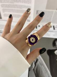 1 pieza Anillo ancho de estilo de moda con cuentas de ágata natural asimétrica multicolor chapado en oro, adecuado para uso diario y de fiesta de mujeres