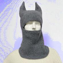 Gorro de punto creativo y cálido con diseño de dibujos animados, estilo unisex, negro/gris, largo/corto, gorro de oreja de conejo hecho a mano