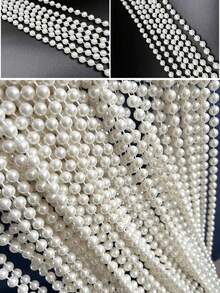 39.37 英尺 8/6 毫米人造白珍珠串珠串，装饰珍珠花环，适用于 DIY 婚礼配饰、发夹、婚礼场地装饰、节日派对、家居装饰、插花、户外花园、桌面、茶会、新娘送礼会、化妆舞会、装饰珍珠、美丽优雅的白珍珠串线轴珍珠串珠卷珍珠