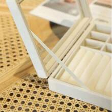 Jewelry Box With Glass Lid And Velvet Organizer Divider And Closure (5609) - 米色 - 查看 3