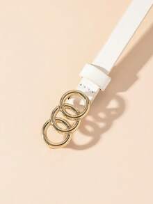 1/3件装女士时尚搭扣黑色、白色和棕色休闲腰带，四季皆宜 - 1.4三圈扣小帶 - 查看 5