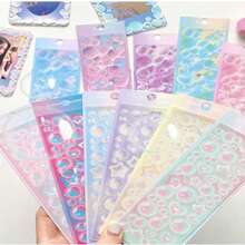 Set de 12 pegatinas Goo-Ka lindas, pegatinas de planificador brillantes y holográficas de estilo coreano, pegatinas decorativas de celebridades de dibujos animados