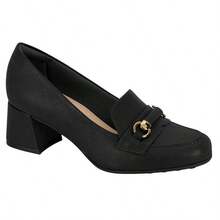 Modare Women's Block Heel Pumps With Gold Buckle Detail, Ultra Comfort - Black - View 1