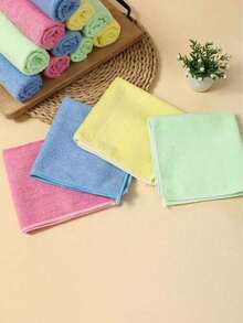10pcs Thick Bamboo Fiber Kitchen Cleaning Cloths - High Absorbency, Non-Shedding, Oil-Resistant, 25x25cm, Multiple Colors Available - Multicolor - View 5