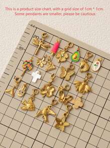 1pcINS Fashionable And Exquisite Cute And Simple Lucky Clover Pizza Butterfly Starfish Goldfish Boots Whale Tail DIY Pendant, Plated With 18K Gold, Not Easy To Oxidize, Suitable For Wives And Mothers To Freely Match. - Multicolor - View 2