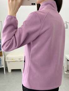 1件装 女士户外徒步登山330克加厚防风抓绒外套，冬季滑雪 - 紫丁香色 - 查看 2